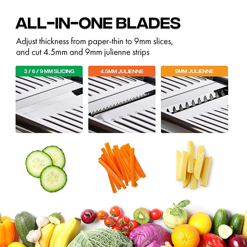 Professional Cutting in Seconds with the Adjustable Stainless Steel Mandoline