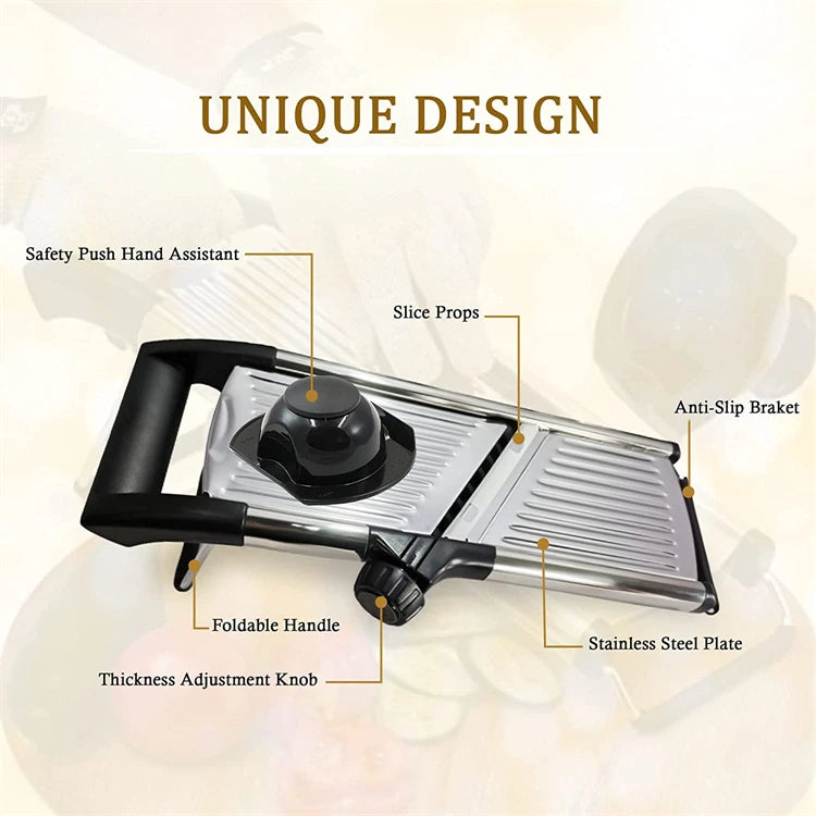 Professional Cutting in Seconds with the Adjustable Stainless Steel Mandoline