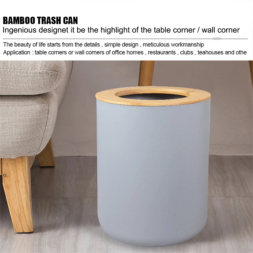 6-Piece Bathroom Set in Plastic & Bamboo – Organisation, Sophistication & Practicality