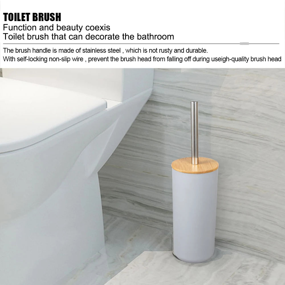 6-Piece Bathroom Set in Plastic & Bamboo – Organisation, Sophistication & Practicality